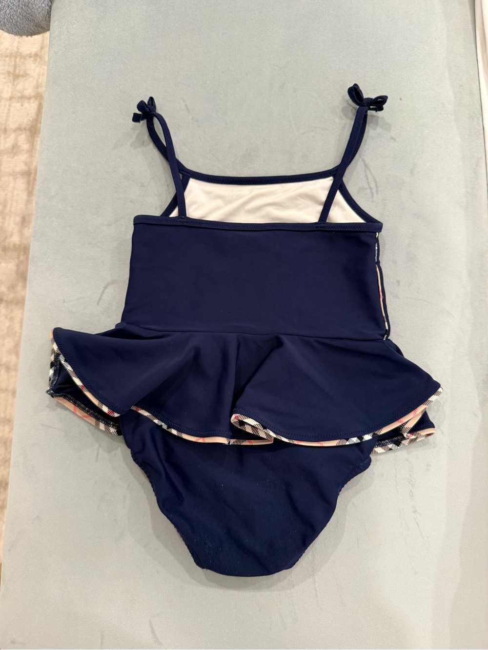 Burberry Peplum One-Piece Swimsuit with Check Trim - Picture 2 of 4